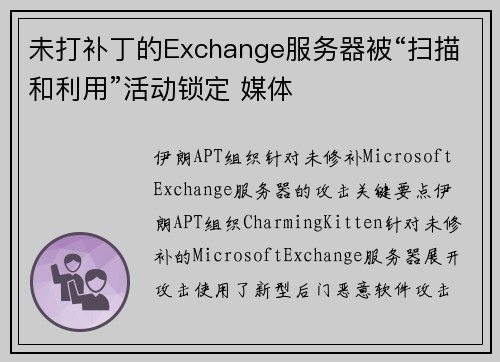 未打补丁的Exchange服务器被“扫描和利用”活动锁定 媒体